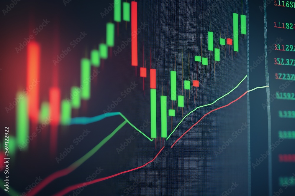 investment panel on monitor screen, green and red candles showing market fluctuation and investment dangers,ai generative investment panel on monitor screen, green and red candles showing market fluctuation and investment dangers,ai generative