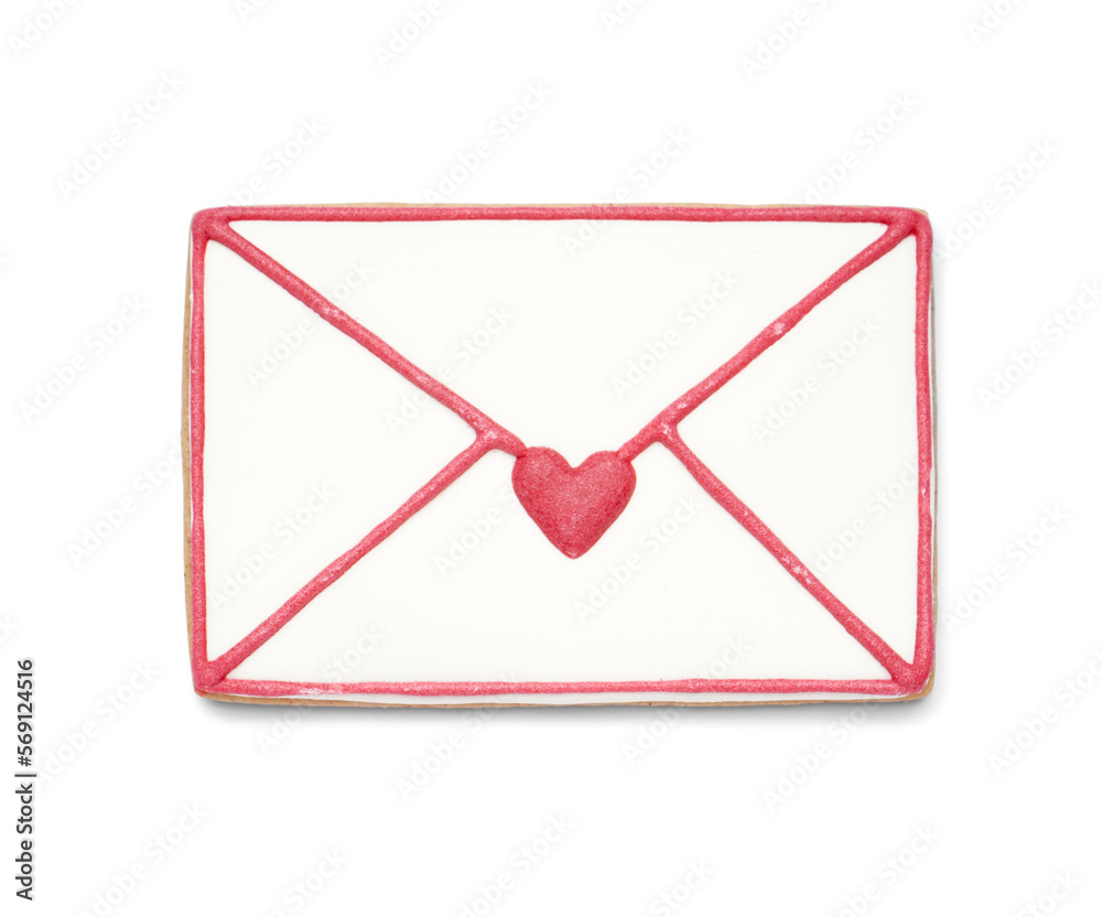 Sweet cookie in shape of letter on white background. Valentine's Day celebration Sweet cookie in shape of letter on white background. Valentine's Day celebration