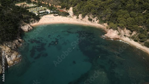 Drone Shot Coming Down on Spanish Beach in Giverola, Costa Brava photo