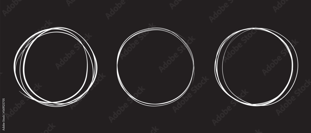 White circle line hand drawn set. Highlight hand drawing circle isolated on background. Round handwritten circle. For marking text, note, mark icon, number, marker pen, pencil and text check, vector White circle line hand drawn set. Highlight hand drawing circle isolated on background. Round handwritten circle. For marking text, note, mark icon, number, marker pen, pencil and text check, vector