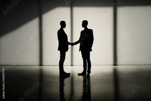 Wallpaper Mural Business agreement between two men in business suits. Generative AI illustration Torontodigital.ca