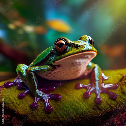 Frog in the rainforest Generative AI