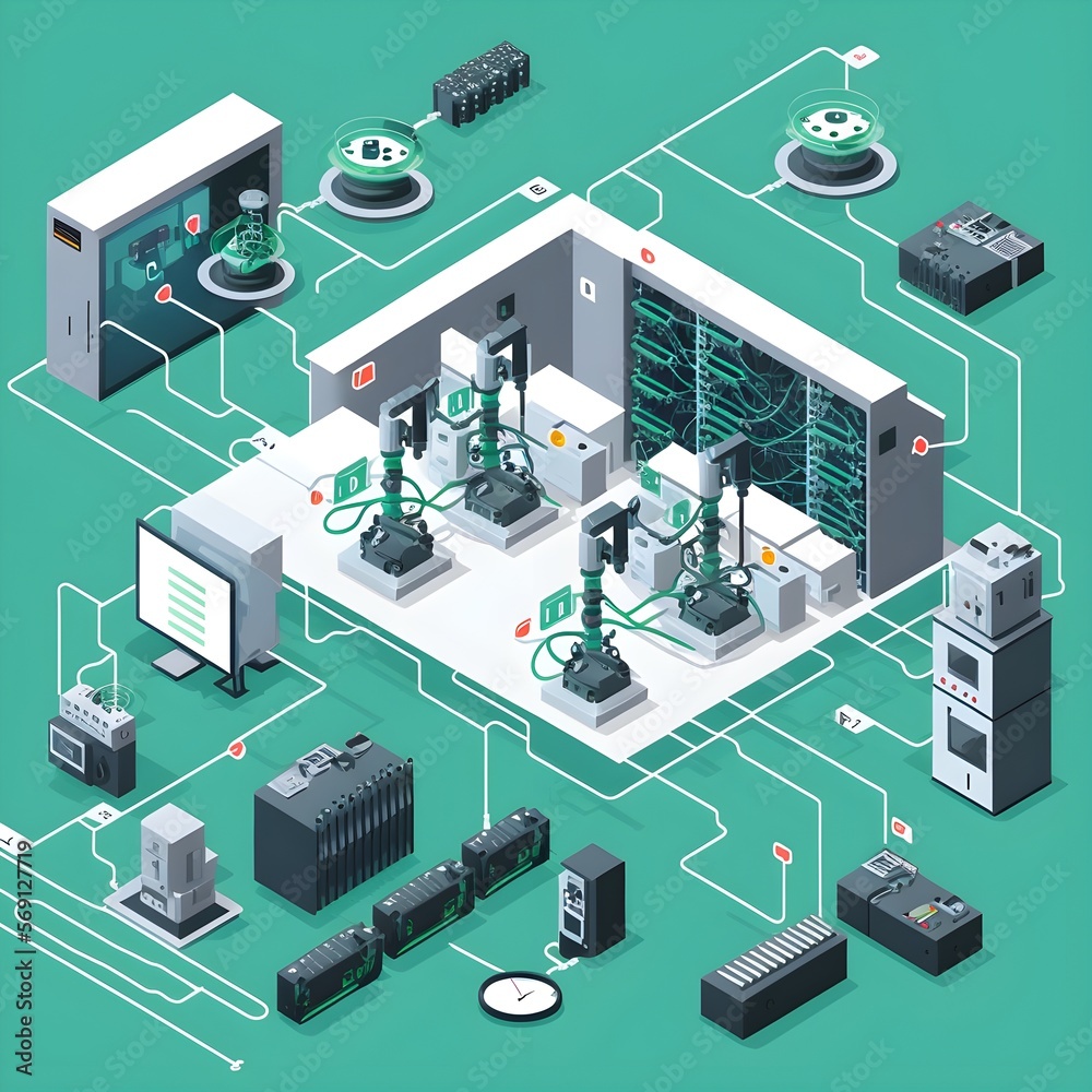 As you can see in the picture a factory floor is depicted with several