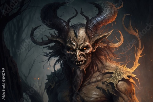 A cunning and powerful demon, with the ability to possess the bodies of the living and bend them to its will. Digital art painting, Fantasy art, Wallpaper.