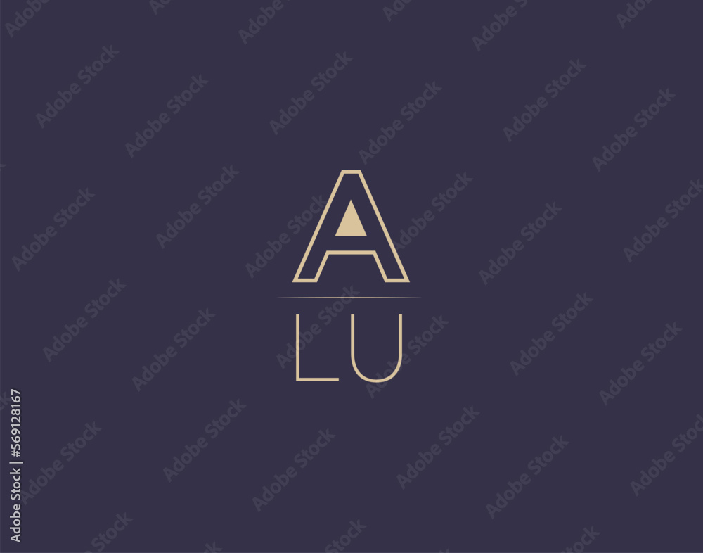 ALU letter logo design modern minimalist vector images