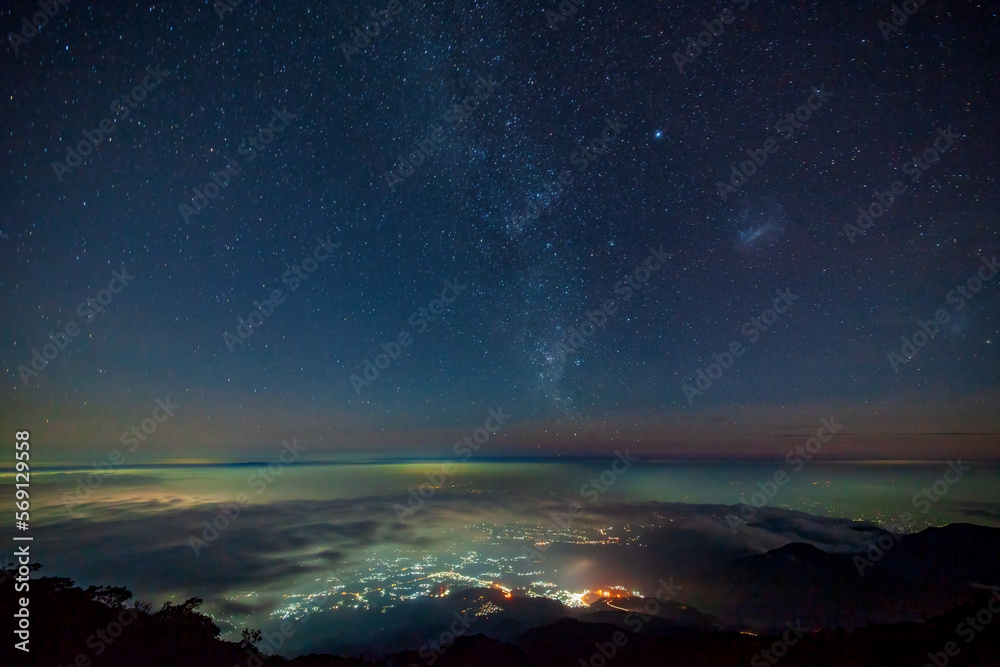 Fototapeta premium Night island from the top of the volcano