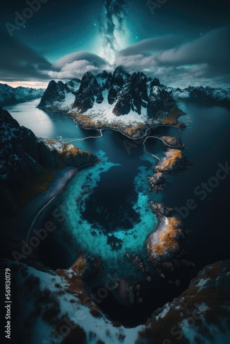 Lofoten and fjords of Norway made with generated ai © alesta