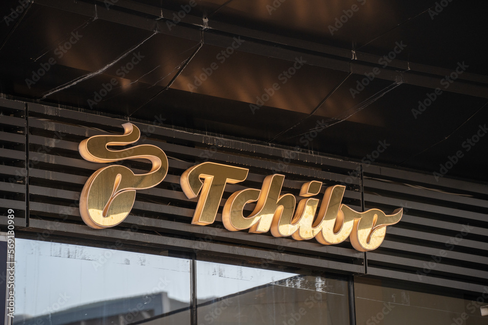 Ankara, Turkey - January 26, 2023: Tchibo store and logo on Tunali ...