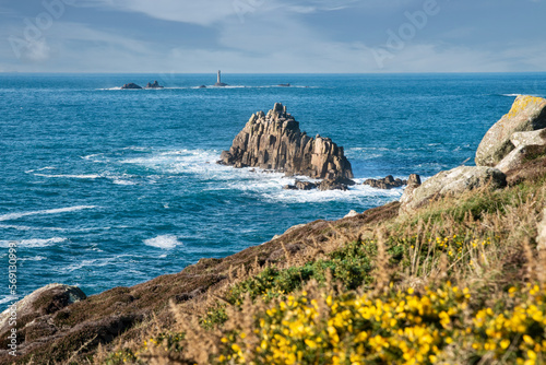 Cornwall coast of the sea, Lighthouse view, Land's End photo
