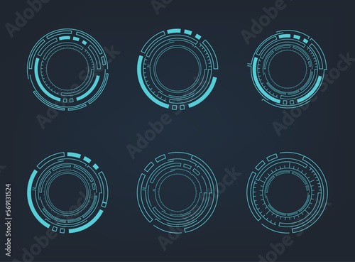 Futuristic abstract HUD. Circle technology elements set. Futuristic hud interface. Vector illustration.