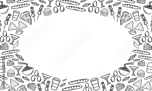 Frame of hand drawn food and beverage