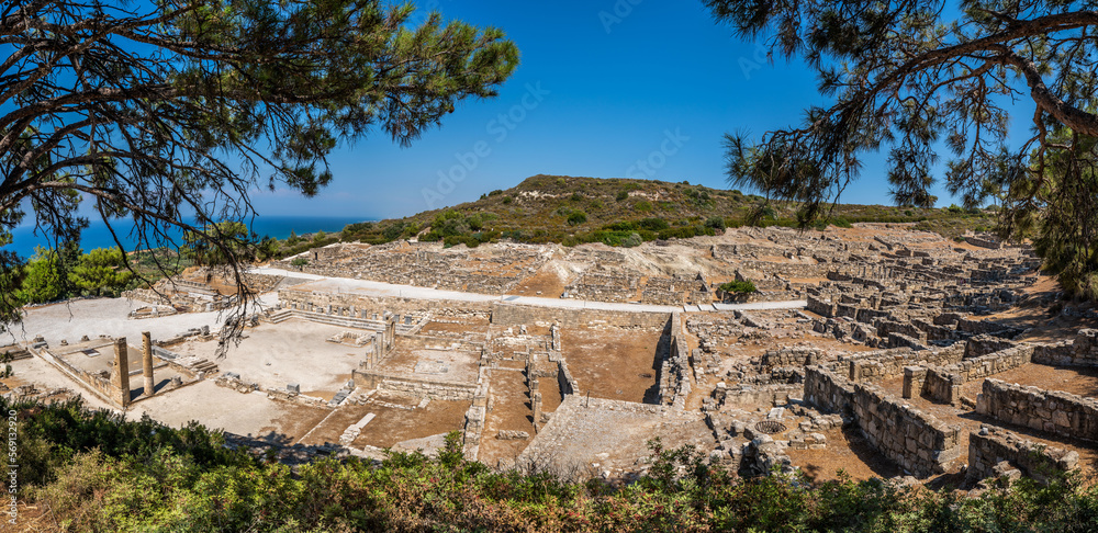 Panoramic view of Ancient Kamiros in Crete