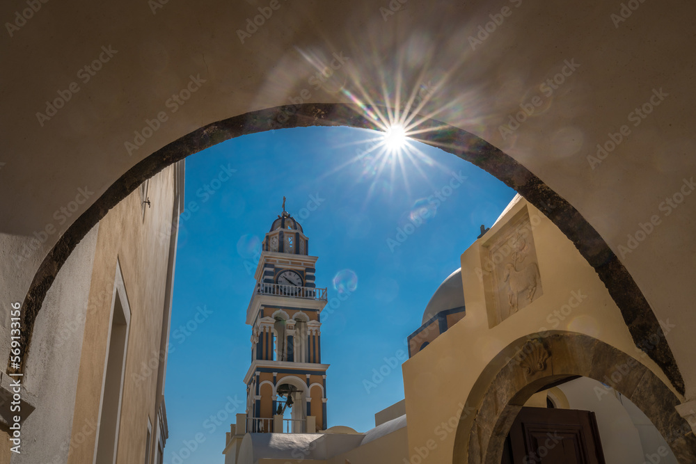 Bell tower of the Church of Saint John the Baptist in Fira