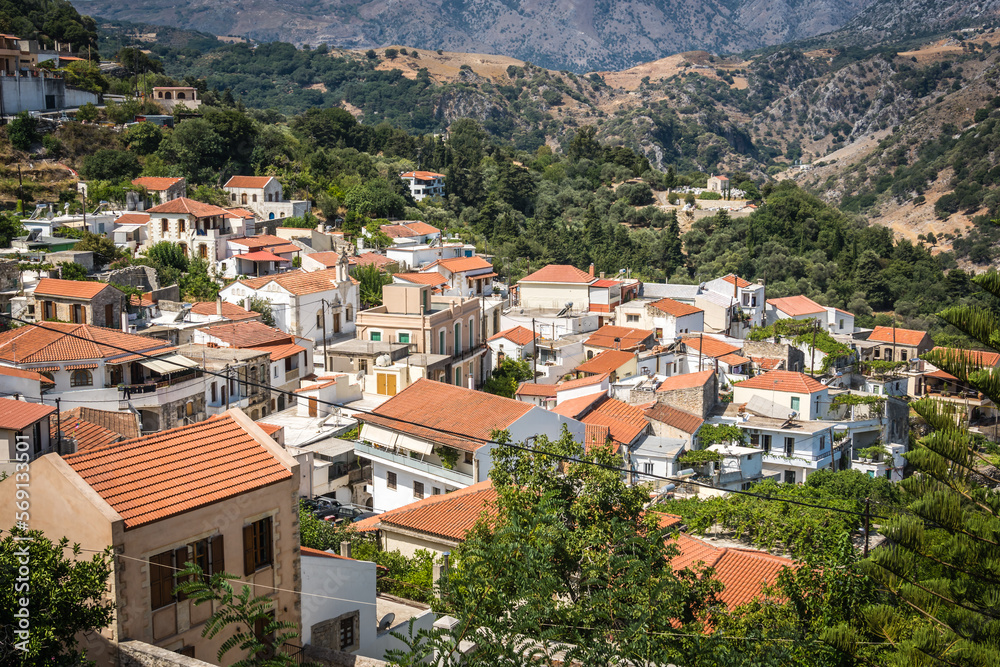 View of a Argiroupoli village in Crete