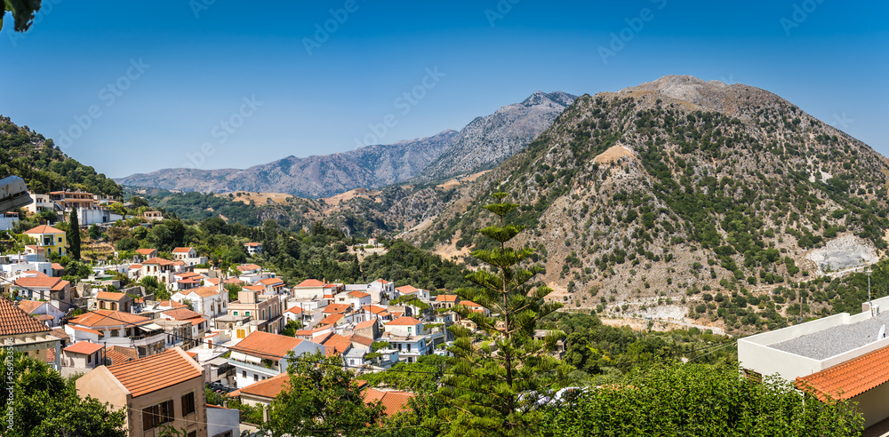 Panoramic view of a Argiroupoli village in Crete