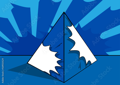 Comic Book Blue Pyarmid pop art Background. Vector wallpaper illustration. Vintage banner.