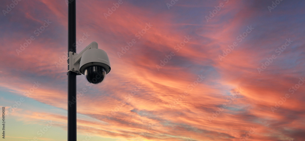 Real time Modern Online Security CCTV cameras surveillance system. An outdoor video surveillance cameras is installed on a metal post. Equipment system service for safety life or asset. Real time Modern Online Security CCTV cameras surveillance system. An outdoor video surveillance cameras is installed on a metal post. Equipment system service for safety life or asset.