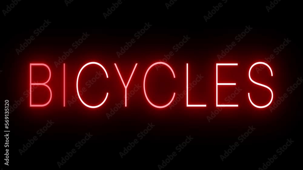 Flickering red retro neon sign glowing against a black background Flickering red retro neon sign glowing against a black background