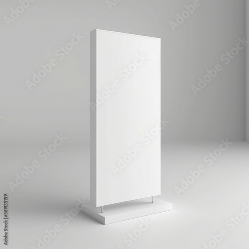 White blank stand on white background. Generative AI technology.