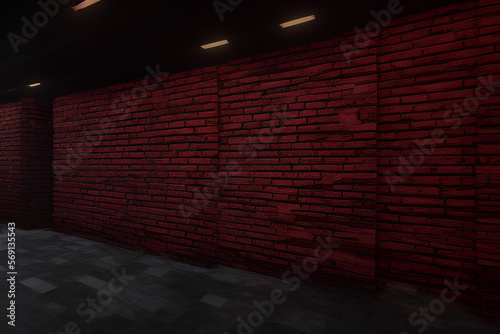 red brick wall and light  brickwall photography neon ambiance abstract black oil gear mecha detailed acrylic   Generative AI