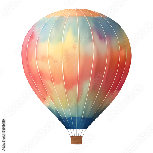 Hot Air Balloon Isolated Detailed Hand Drawn Painting Illustration