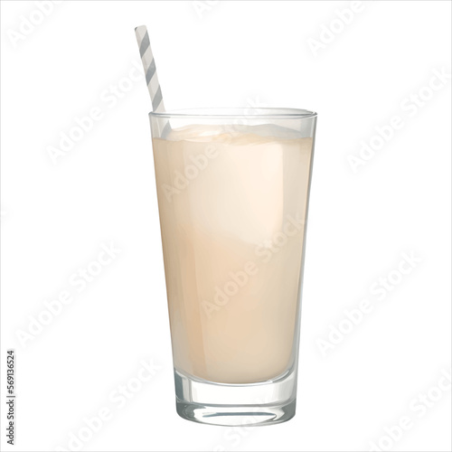 Cup of Milk with Tea or Cappuccino Isolated Detailed Hand Drawn Painting Illustration