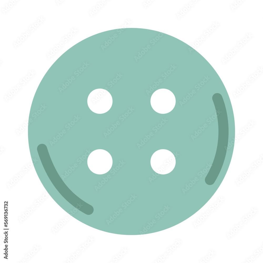 Vector clothing green button with four holes. Sewing button in flat design. Vector clothing green button with four holes. Sewing button in flat design.