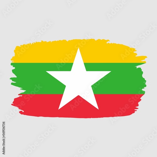 Brush Stroke Myanmar flag Vector Illustration