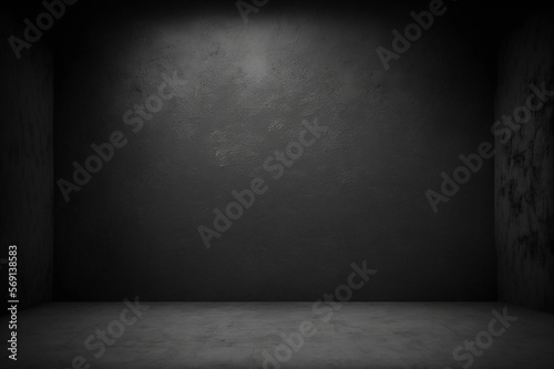 empty room studio  dark wall cement background