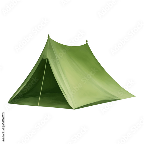 Camping Tent Isolated Detailed Hand Drawn Painting Illustration