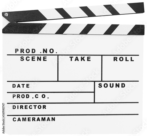 Blank White Movie clapper board isolated photo