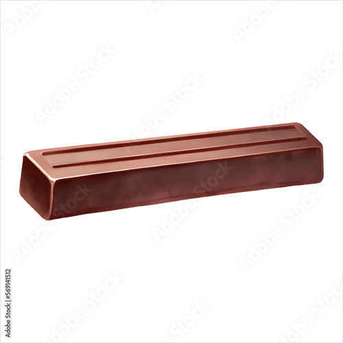 Wafer with Chocolate Glaze Isolated Detailed Hand Drawn Painting Illustration