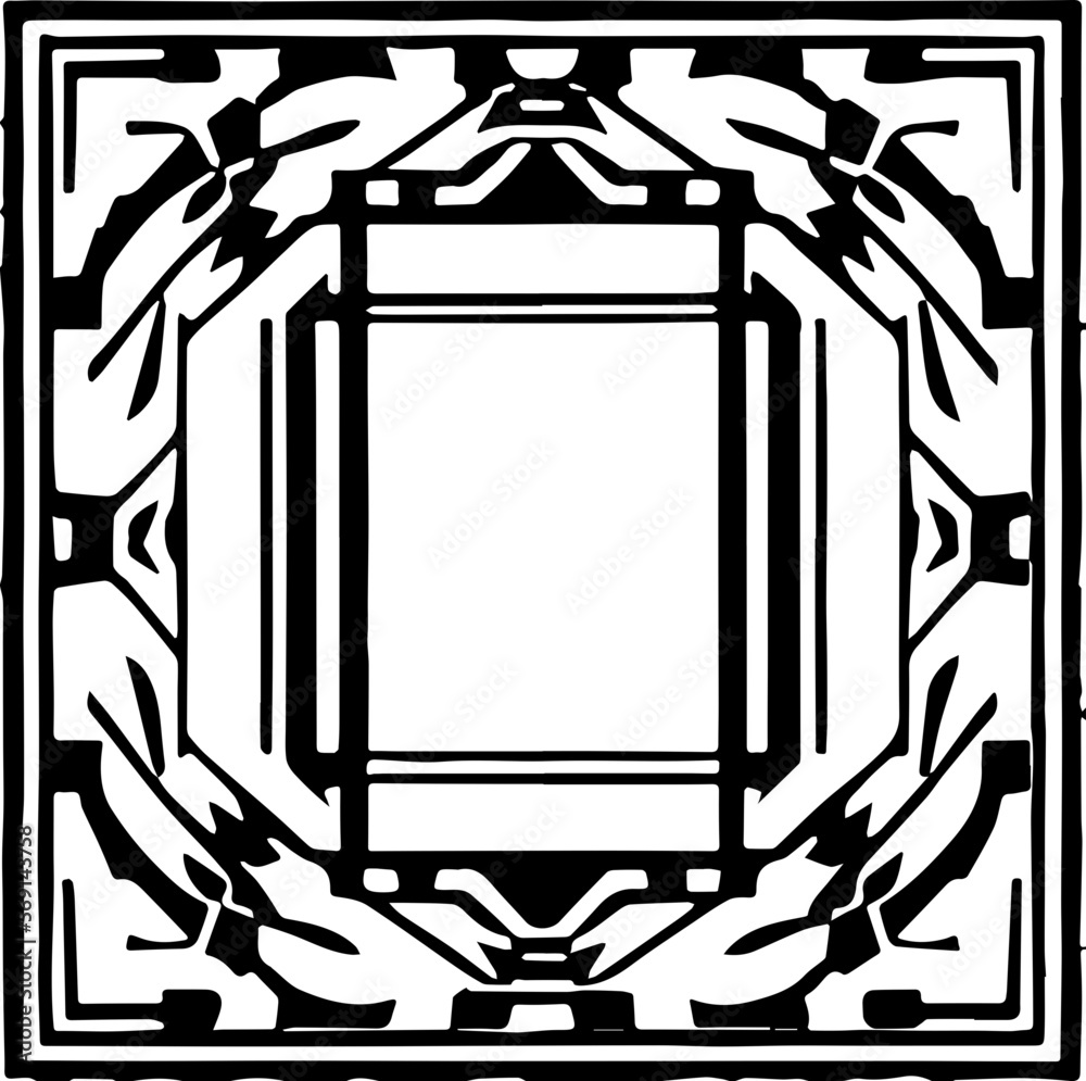 An abstract transparent Art Deco style frame design element. Vectorized from an ai generation. An abstract transparent Art Deco style frame design element. Vectorized from an ai generation.