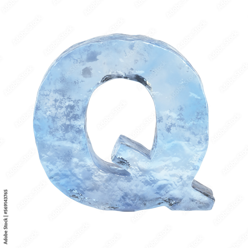 Ice font 3d rendering, letter Q Ice font 3d rendering, letter Q