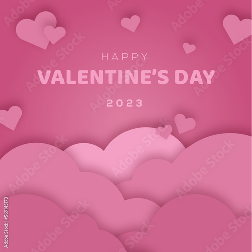 Valentine's Day Illustration cloud paper effect background