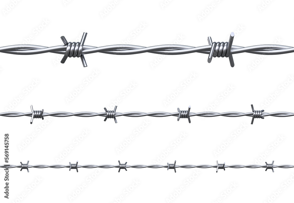 Set of seamless barbed wires 3d rendering Set of seamless barbed wires 3d rendering