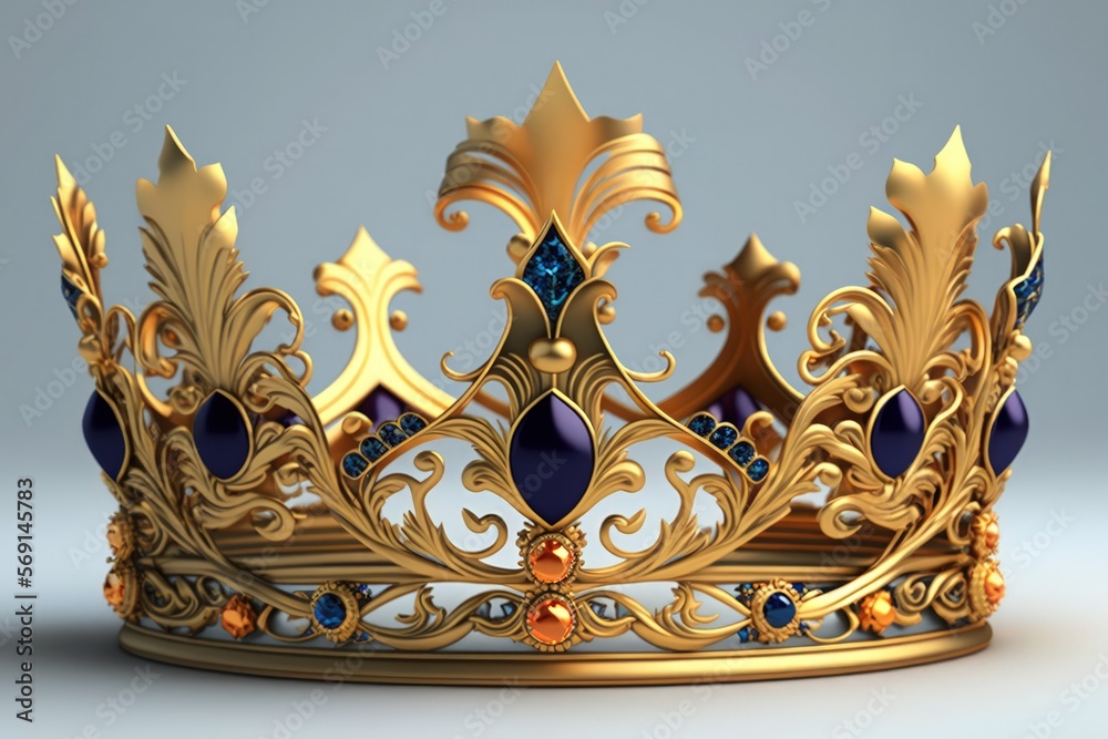 Royal gold crown on a white background with sapphires. Generative AI ...
