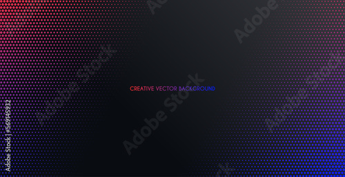 Abstract colorful halftone dotted black background with copy space for text. Facebook cover, header, web banner