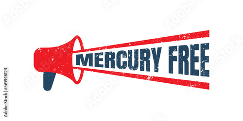 Megaphone Mercury Free Stamp vector graphic, red grunge