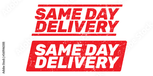 Same day delivery grunge rubber stamp on white background, vector illustration