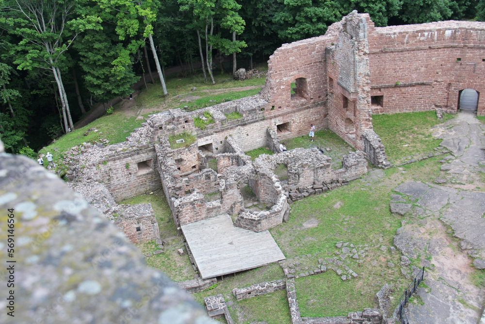 The ruin of the Castle of Wagenbourg Engenthal Alsace France