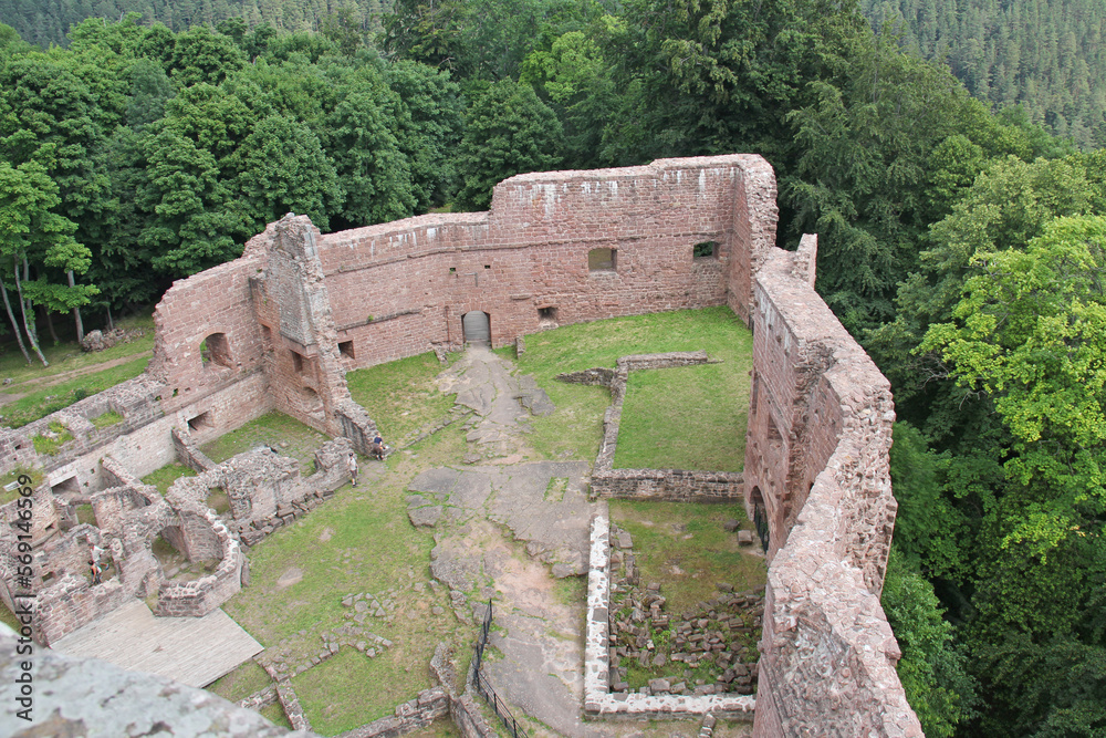 The ruin of the Castle of Wagenbourg Engenthal Alsace France