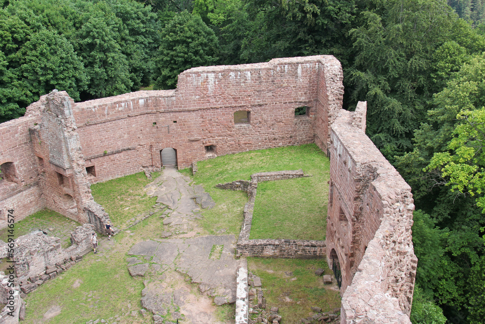 The ruin of the Castle of Wagenbourg Engenthal Alsace France
