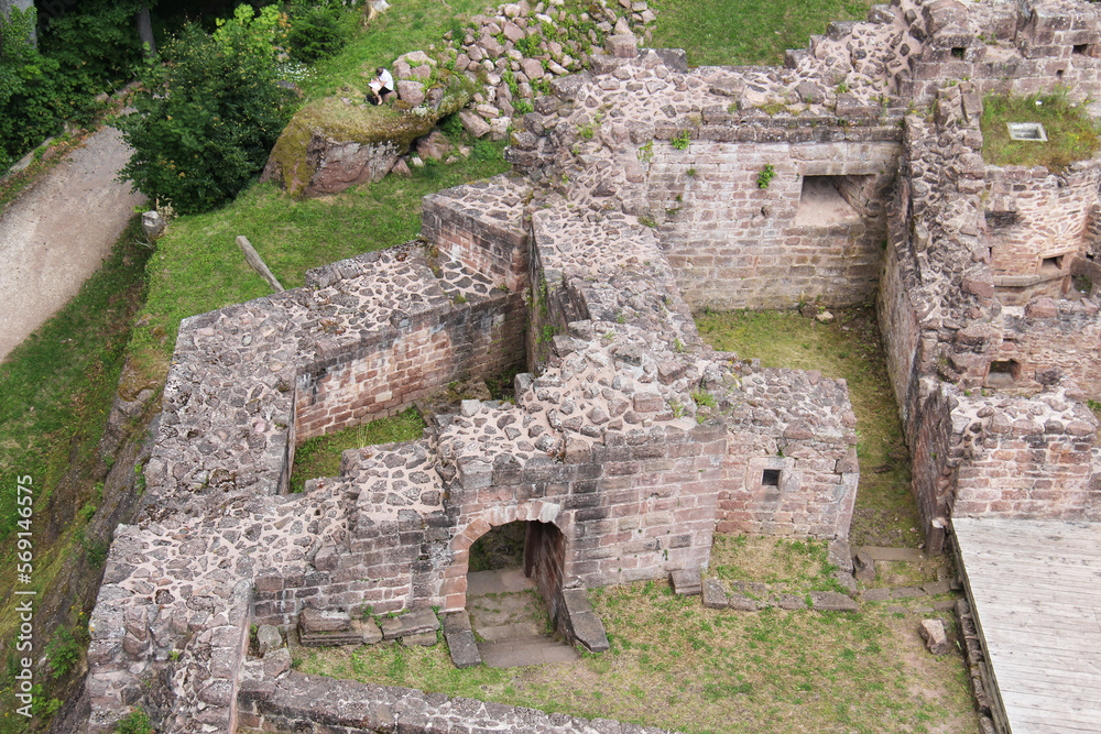 The ruin of the Castle of Wagenbourg Engenthal Alsace France