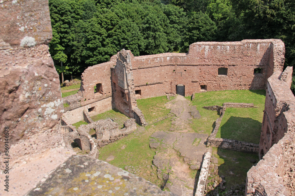 The ruin of the Castle of Wagenbourg Engenthal Alsace France 