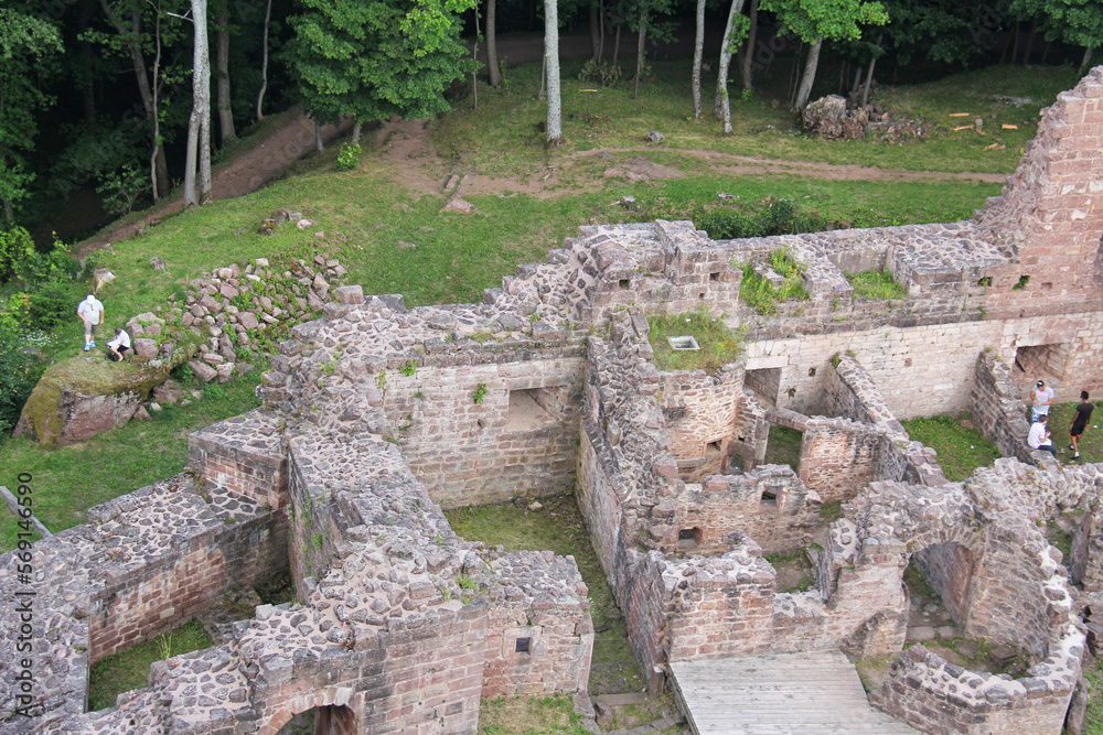 The ruin of the Castle of Wagenbourg Engenthal Alsace France