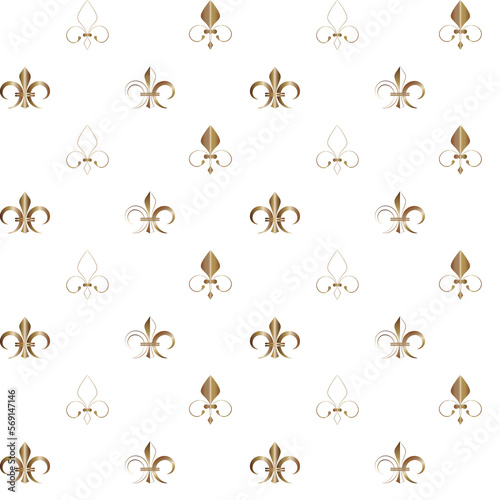 Gold Fleur De Lis stylized design Seamless pattern Decorative background