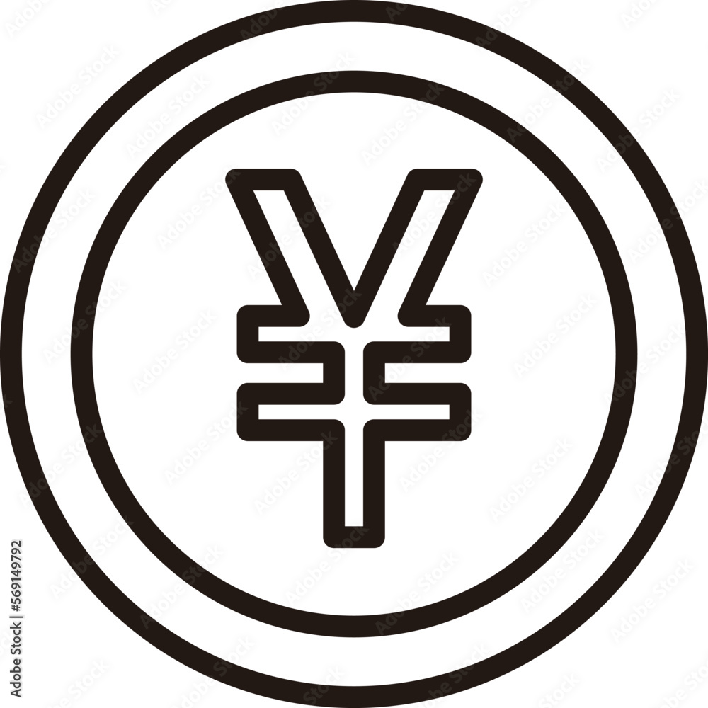 Fototapeta premium 線画ビジネスアイコン 円コイン