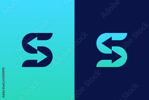 Initial Letter S with Arrows Monogram Logo Template