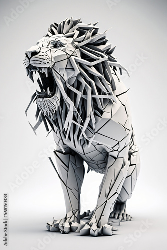 Portrait of a Kintsugi style lion. Generative ai.  © XtravaganT